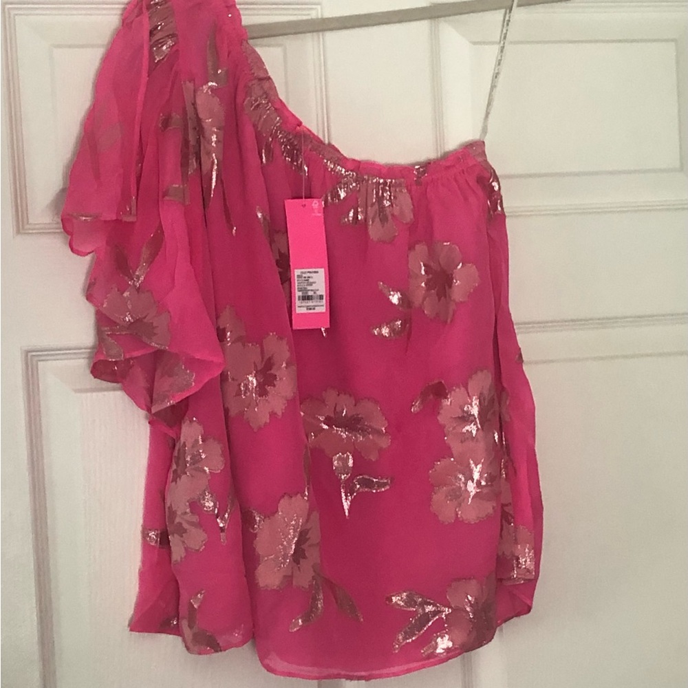 Pink Floral One-Shoulder Top